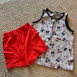 Disney Jumping Beans Mickey Mouse Patriotic Tank‎ Top & Shorts Set Kids 5T